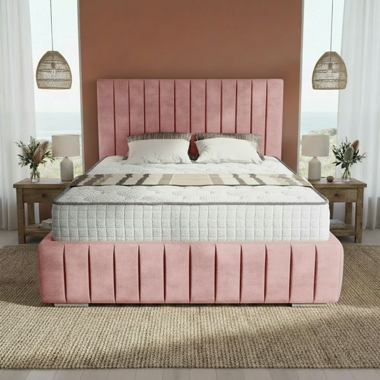 Venice Upholstered Ottoman Bed - Pink Coniston