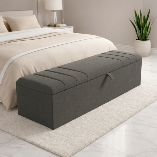 Dallas Ottoman Storage Box - Slate Grey Naples
