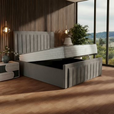 Edinburgh Upholstered Ottoman Bed - Slate Grey Naples