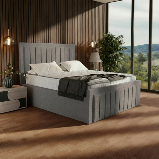 Edinburgh Upholstered Ottoman Bed - Slate Grey Naples