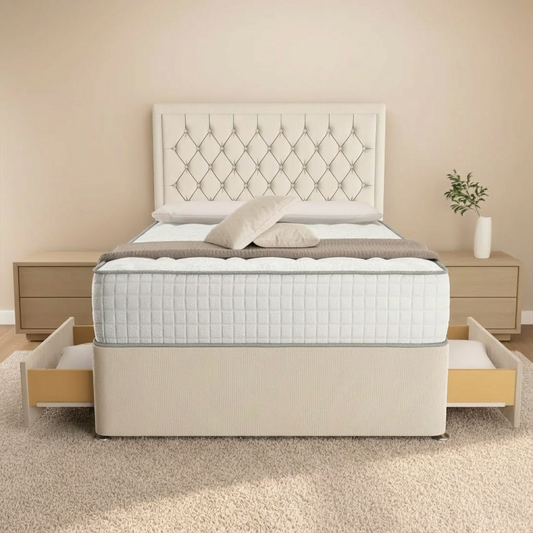Seville Chesterfield Divan Bed - Cream Naples