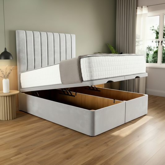 Prague Ottoman Divan Bed - Silver Plush Velvet