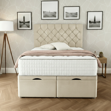 Granada Chesterfield Ottoman Divan Bed - Cream Chenille