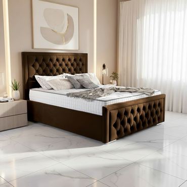 Barcelona Upholstered Ottoman Bed - Mocca Plush Velvet