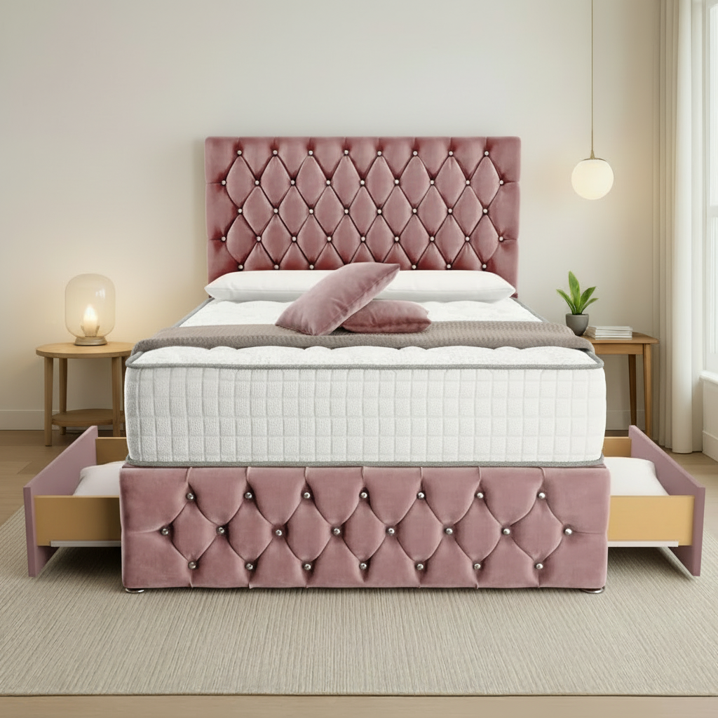 Kiev Divan Bed - Pink Plush