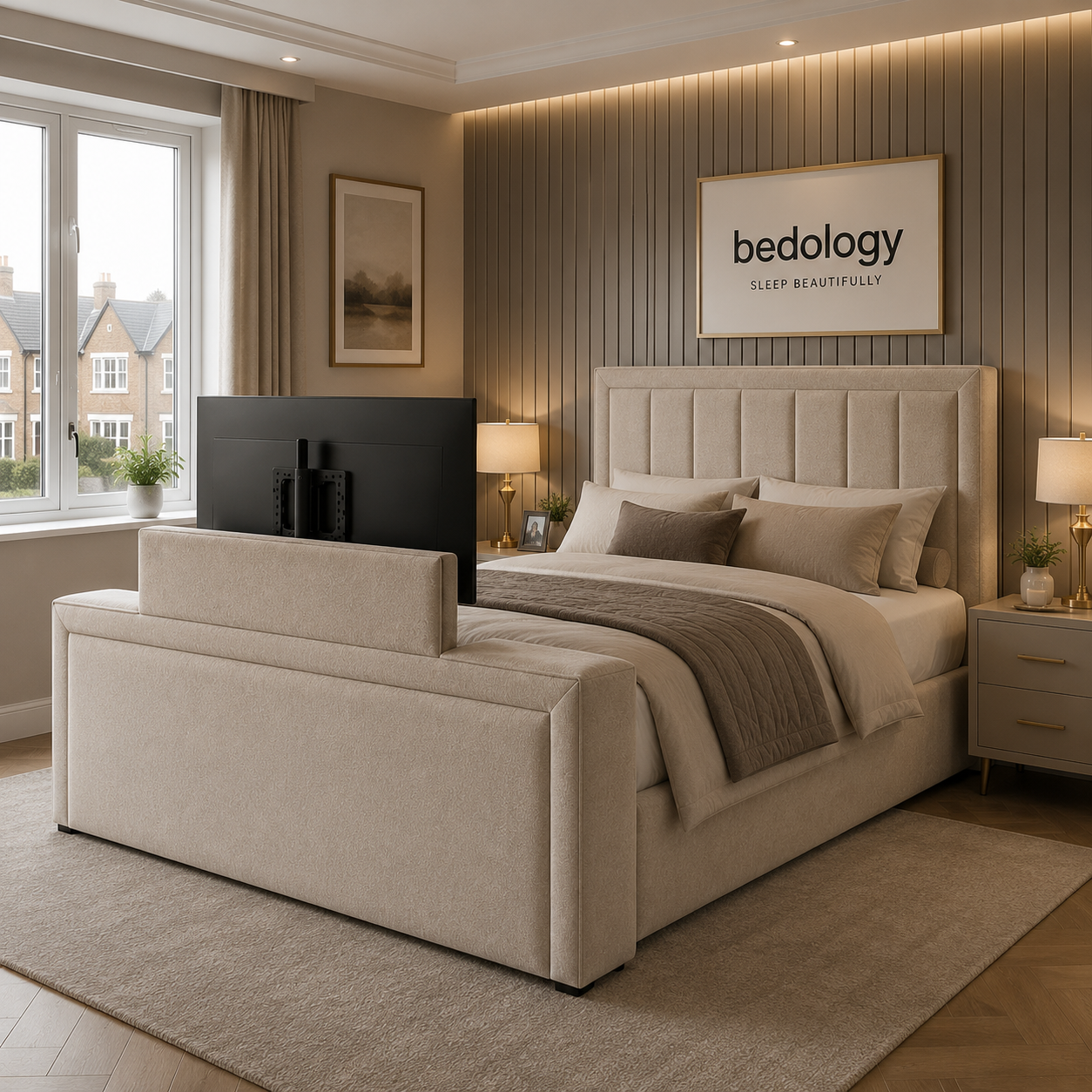 Plain Strip TV Bed