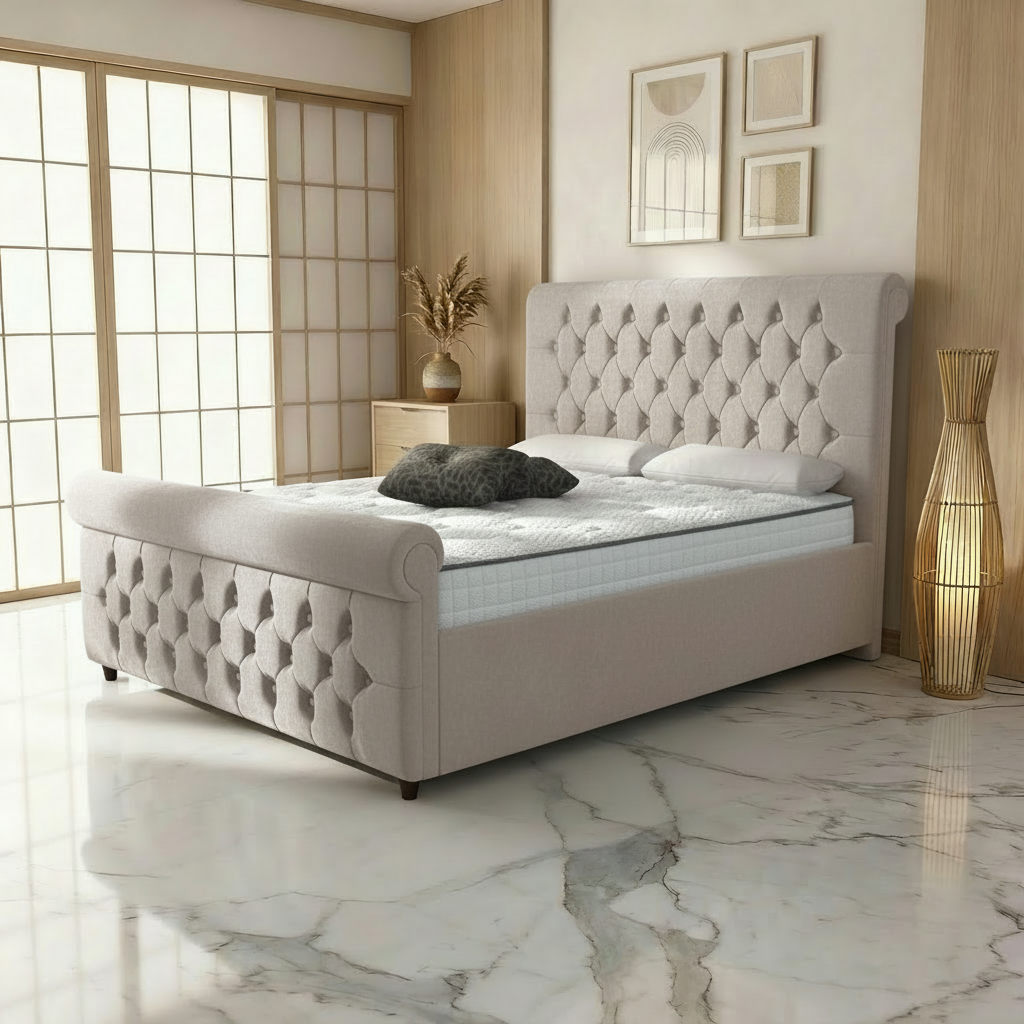 Perth Upholstered Ottoman Bed - Seal Grey Naples