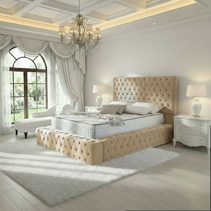 Diplomat Upholstered Ottoman Bed - Mink Plush Velvet