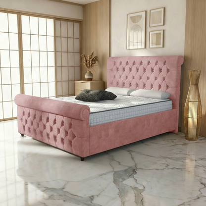 Perth Upholstered Ottoman Bed - Mauve Naples