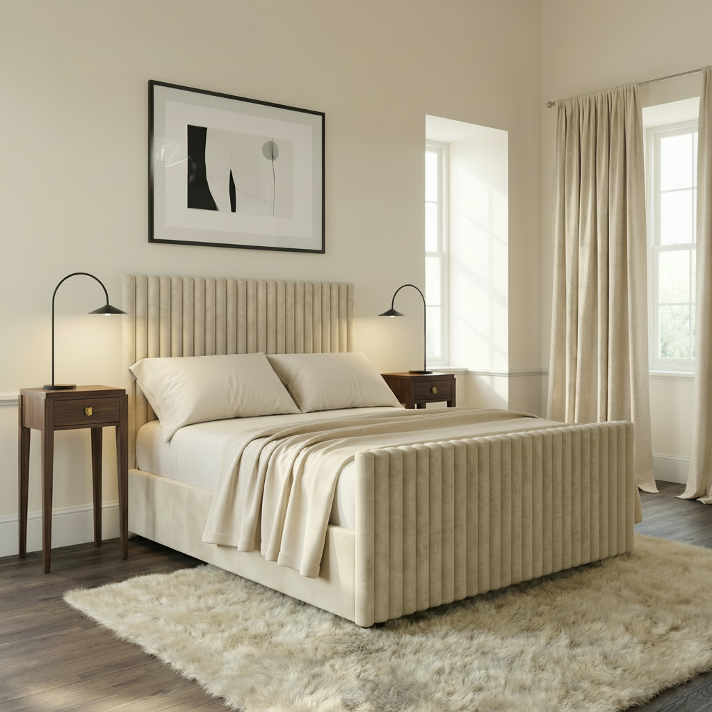 2025 Manhattan Bedframe With Lines Almond Coniston