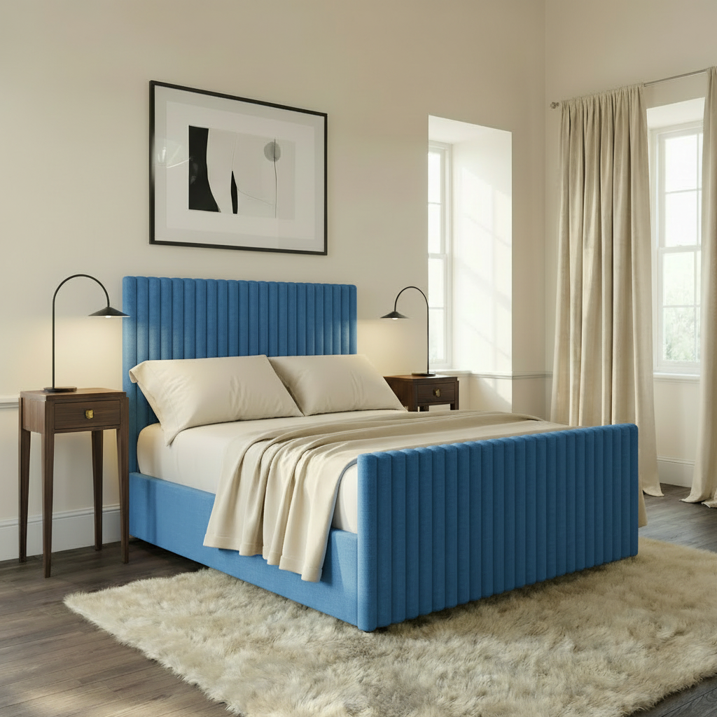 2026 Brooklyn Bedframe With Lines - Blue Coniston