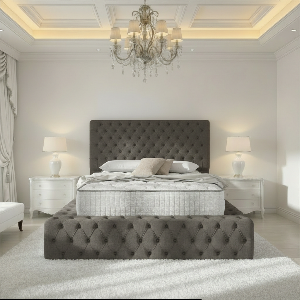 Diplomat Upholstered Ottoman Bed - Slate Grey Naples