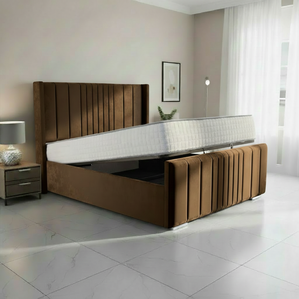 Oxford Upholstered Ottoman Bed - Mocca Plush Velvet