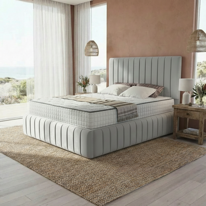 Venice Upholstered Ottoman Bed - Silver Linoso 
