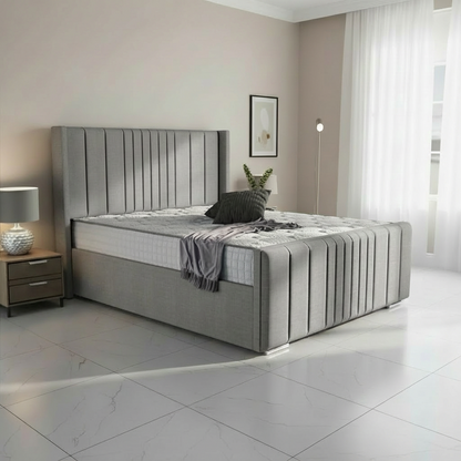 Oxford Upholstered Ottoman Bed - Silver Linoso