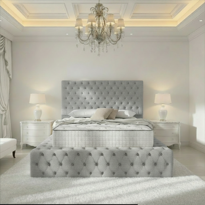 Diplomat Upholstered Ottoman Bed - Silver Linoso
