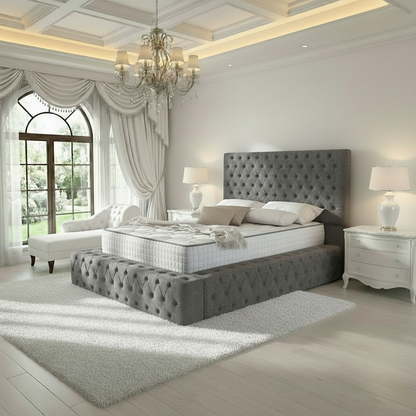 Diplomat Upholstered Ottoman Bed - Silver Chenille