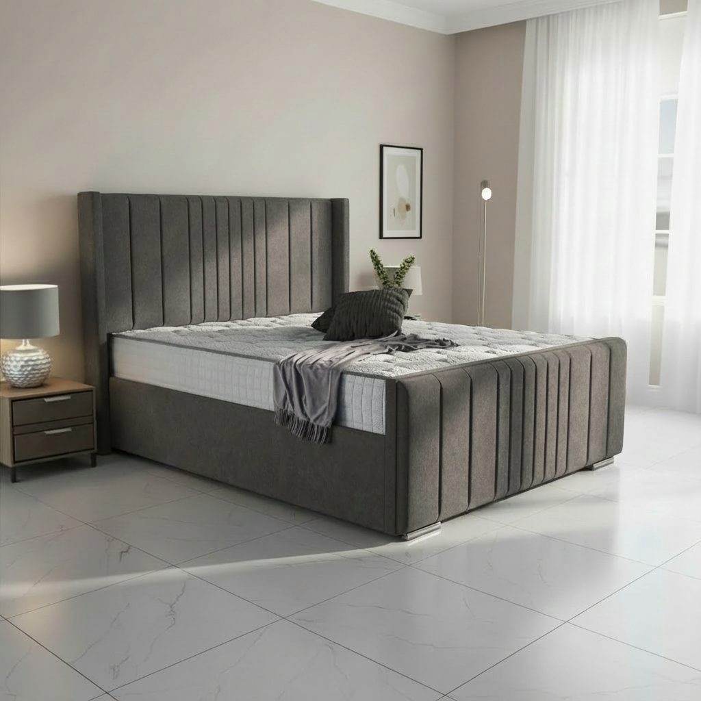 Oxford Upholstered Ottoman Bed - Slate Grey Naples