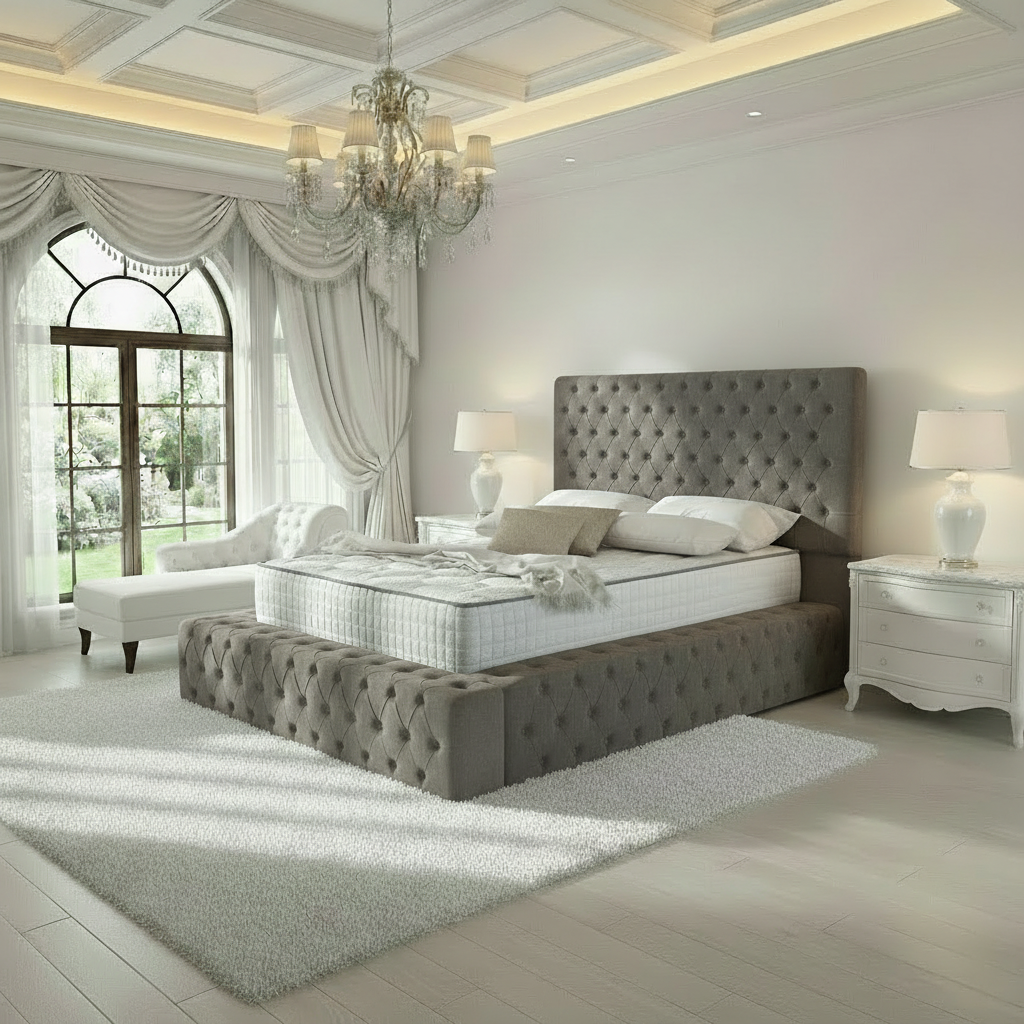 Diplomat Upholstered Ottoman Bed - Slate Grey Naples
