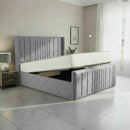 Oxford Upholstered Ottoman Bed - Silver Chenille