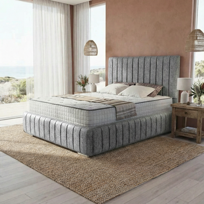 Venice Upholstered Ottoman Bed - Silver Chenille