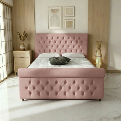 Perth Upholstered Ottoman Bed - Pink Coniston