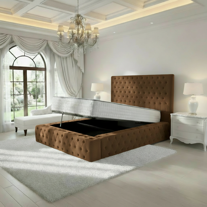 Diplomat Upholstered Ottoman Bed - Mocca Plush Velvet