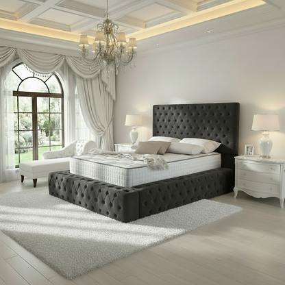 Diplomat Upholstered Ottoman Bed - Steel Plush Velvet