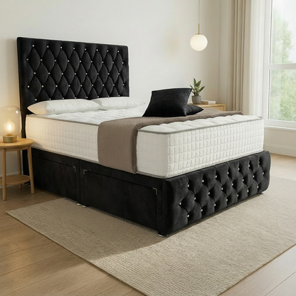 Kiev Divan Bed - Black Plus Velvet