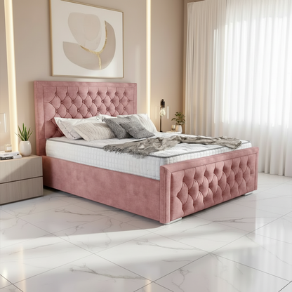 Barcelona Upholstered Ottoman Bed - Pink Coniston