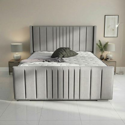 Oxford Upholstered Ottoman Bed - Silver Linoso