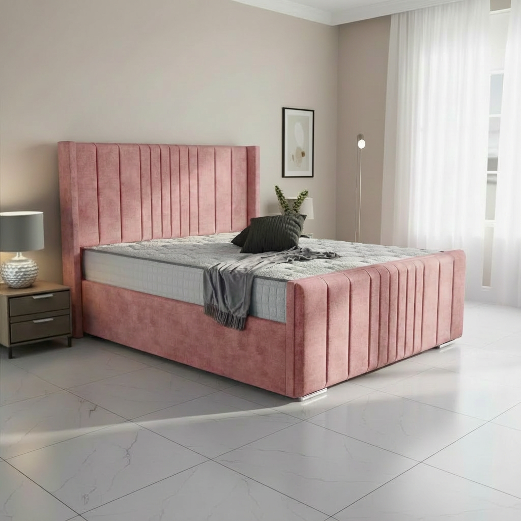 Oxford Upholstered Ottoman Bed - Pink Coniston