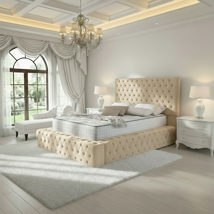 Ambassador Upholstered Ottoman Bed - Almond Coniston