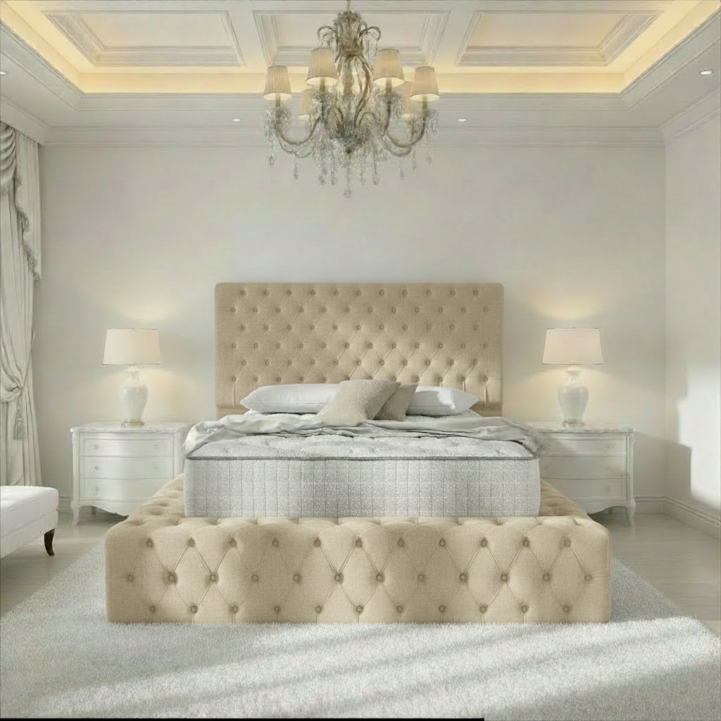 Ambassador Upholstered Ottoman Bed - Almond Coniston