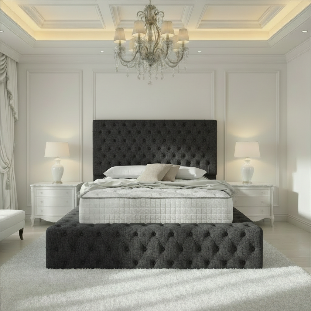 Ambassador Upholstered Ottoman Bed - Black Chenille