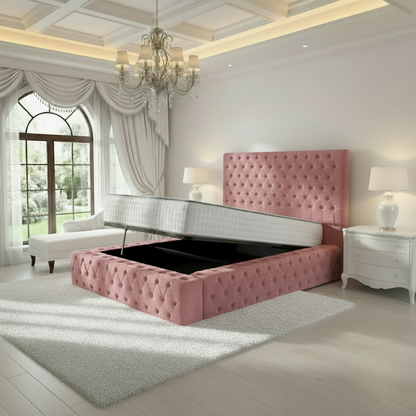 Diplomat Upholstered Ottoman Bed - Pink Coniston