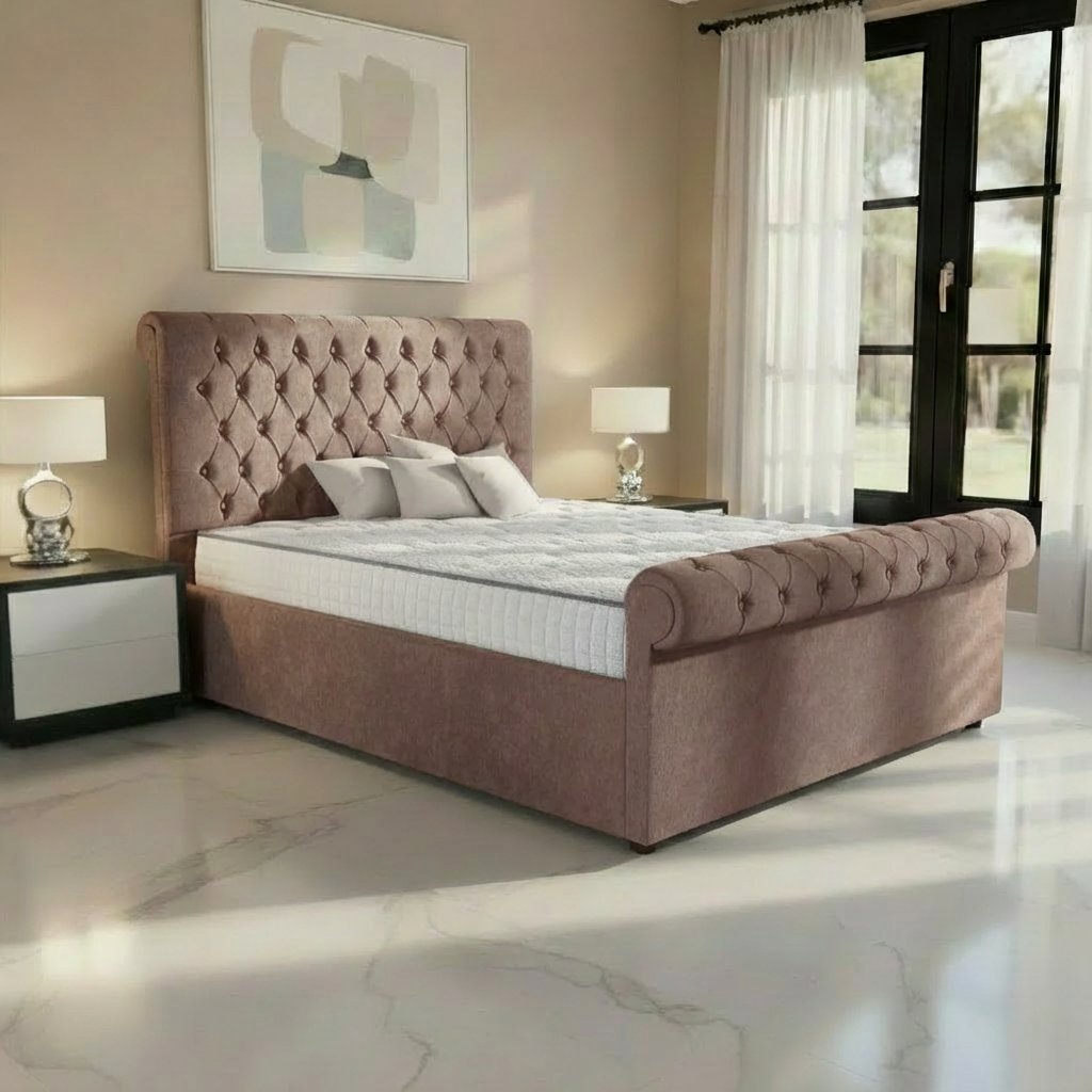 Hamburg Upholstered Ottoman Bed - Mauve Naples