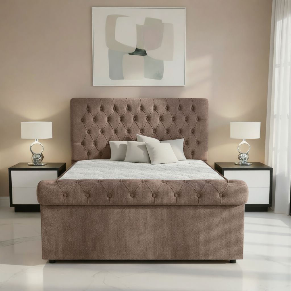 Hamburg Upholstered Ottoman Bed - Mauve Naples