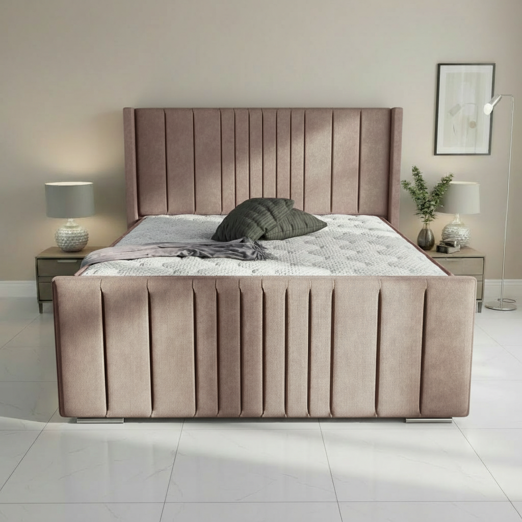 Oxford Upholstered Ottoman Bed – Mauve Naples