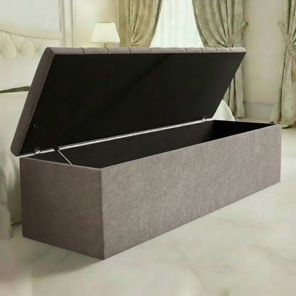 Chesterfield Ottoman Storage Box Side Angle - Seal Grey Naples