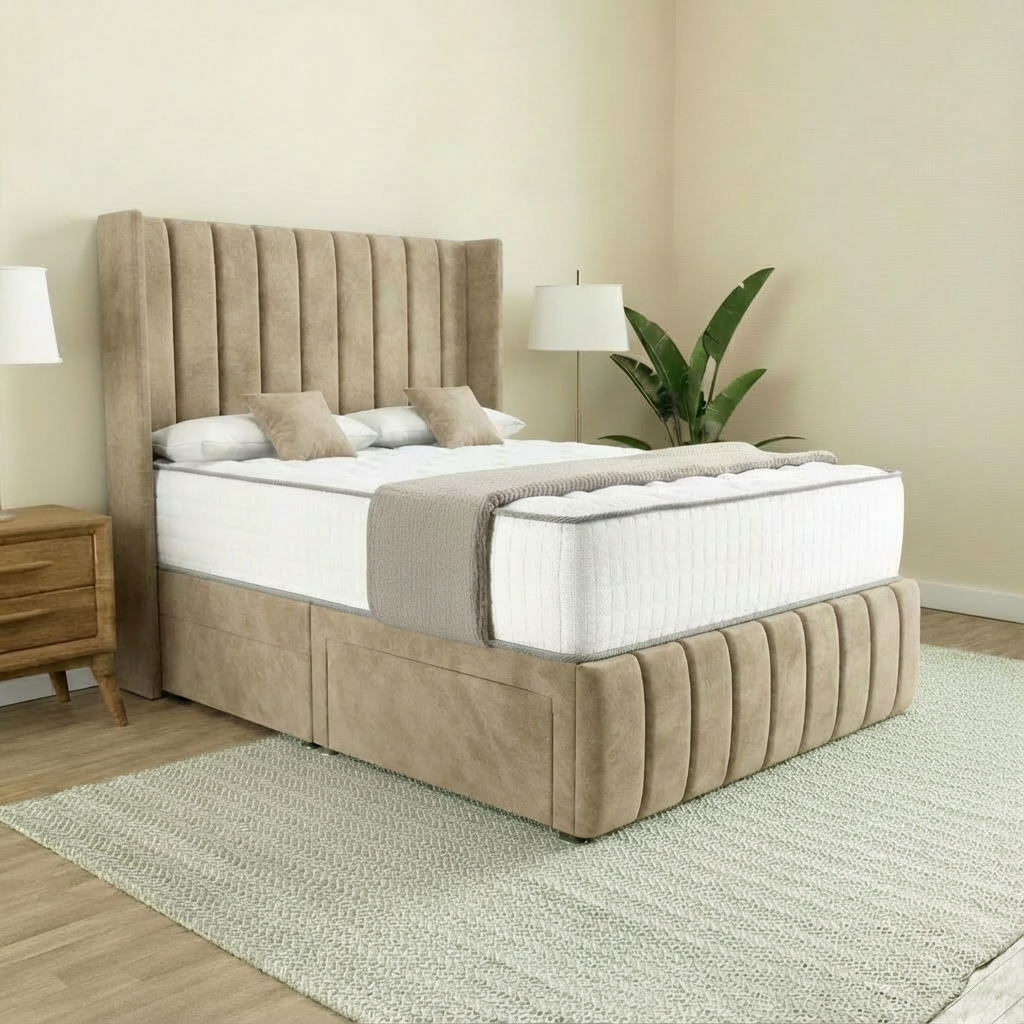 Cidra Wingback Divan Bed - Almond Coniston