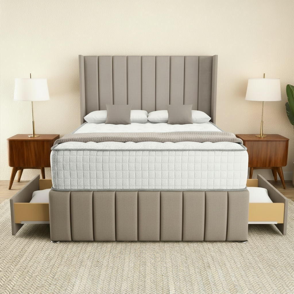 Luna Wingback Divan Bed - Seal Grey Naples