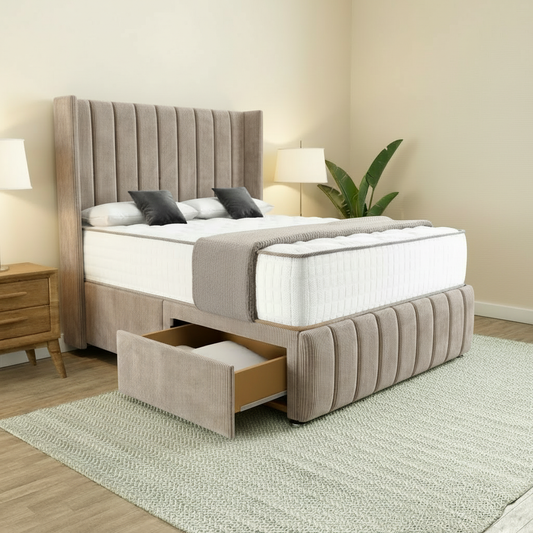 Luna Wingback Divan Bed - Seal Grey Naples