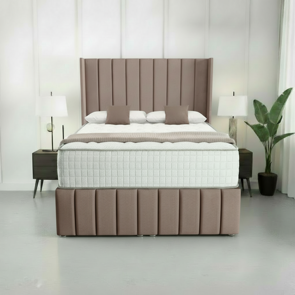 Cidra Wingback Ottoman Divan Bed - Mauve Naples
