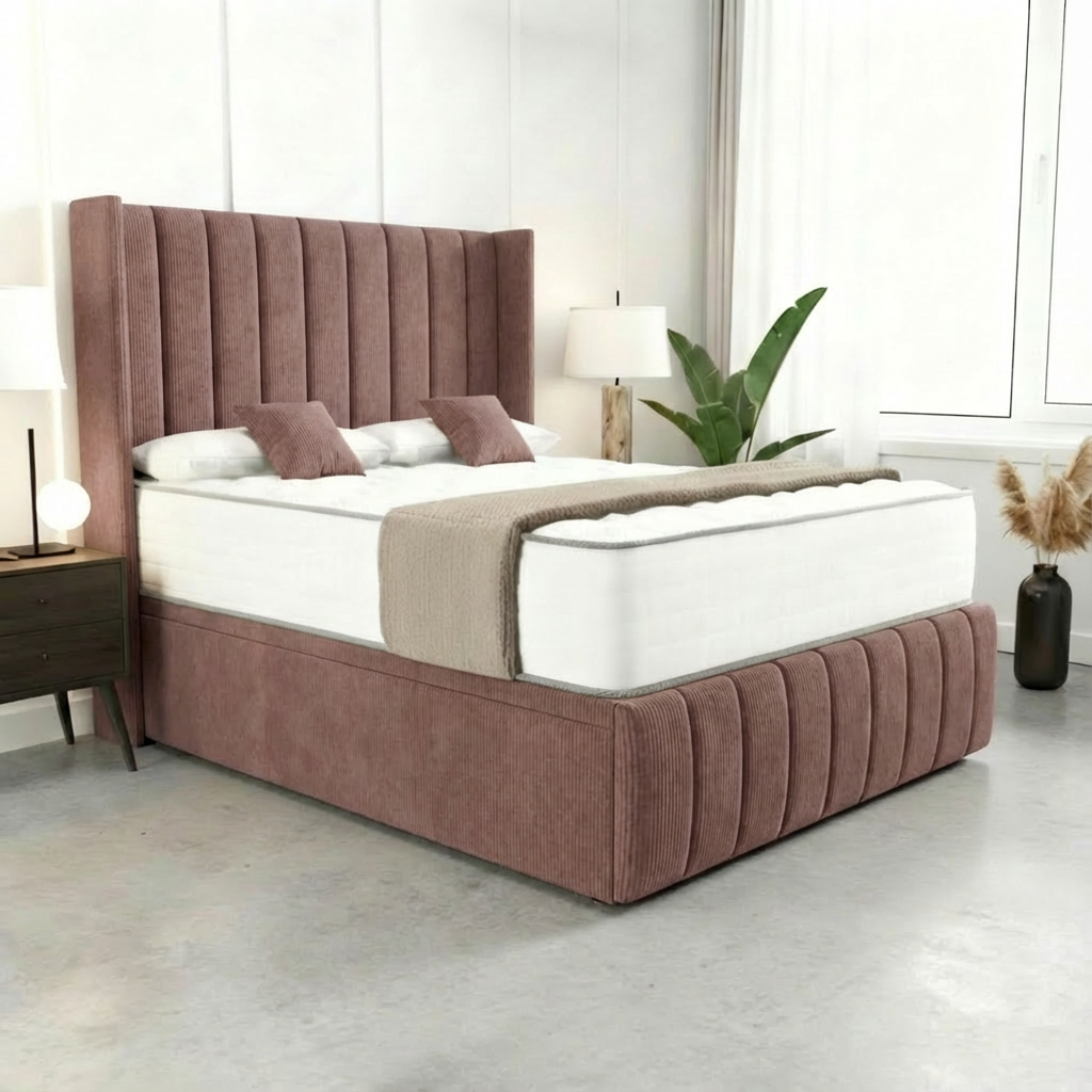 Cidra Wingback Ottoman Divan Bed - mauve Naples