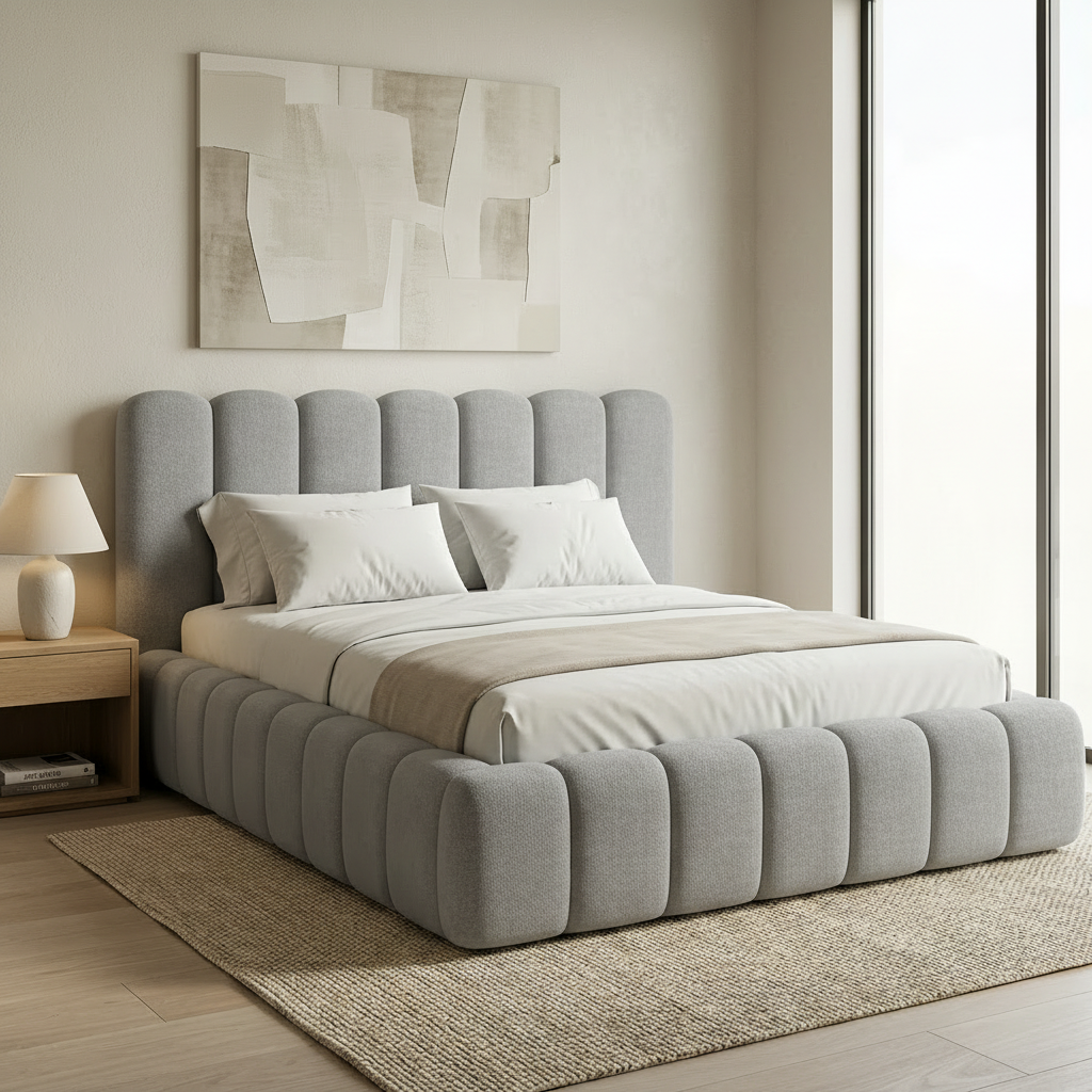 Cream Haven Cloud Bedframe Silver Linoso