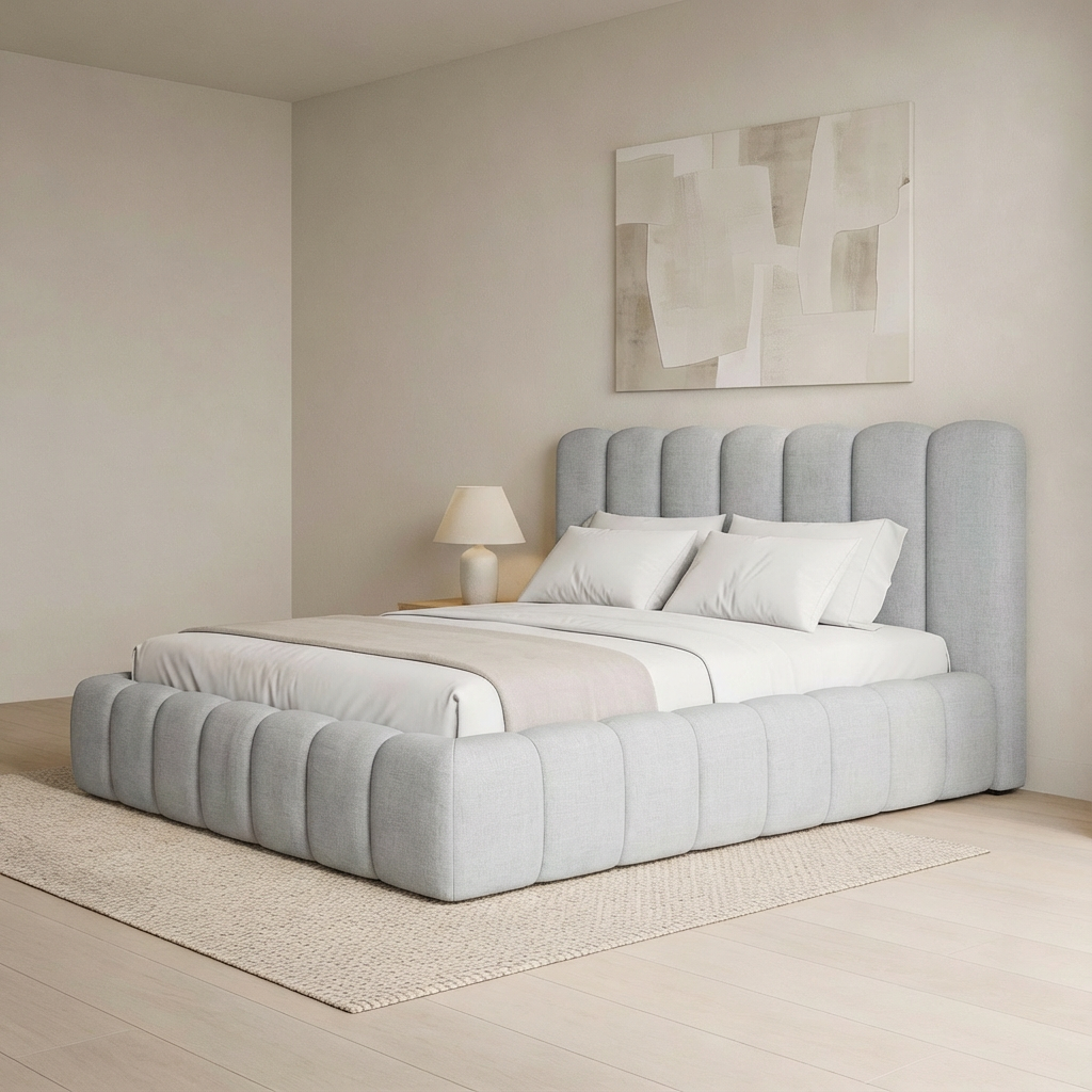 Cream Haven Cloud Bedframe Silver Linoso