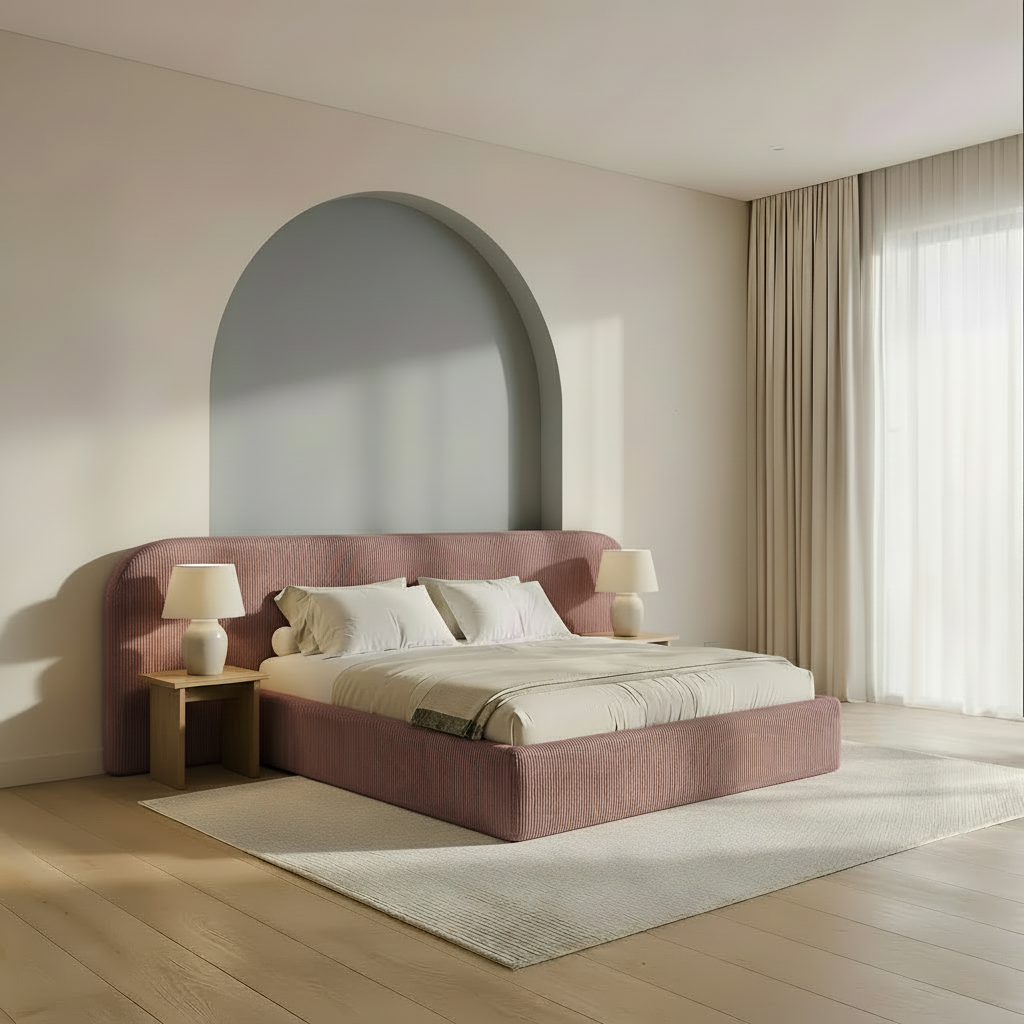Egerie Curved Teddy Ivory Bed mavue naples