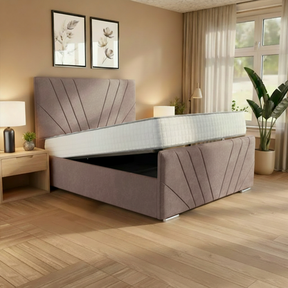Bali Sunset Upholstered Ottoman Bed – Mauve Naples