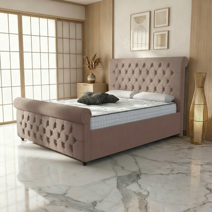Perth Upholstered Ottoman Bed - Mauve Naples